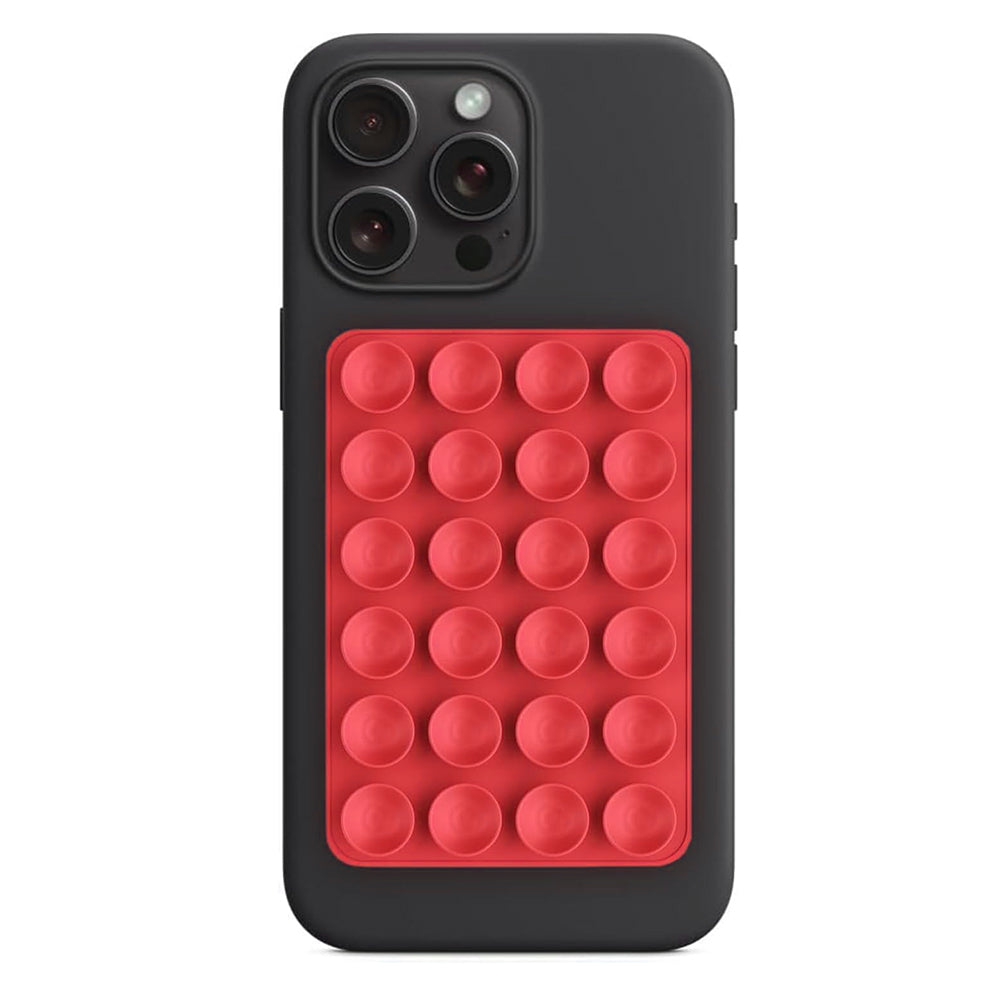Techsuit - Phone Holder (SR-PAD) - Suction Pad for Selfies, Silicone, Adhesive Mount, Rectangular Shape - Red