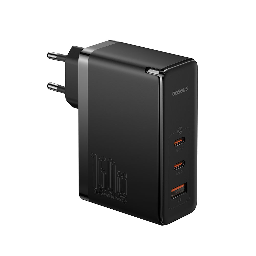 Baseus - Wall Charger GaN5 Pro Digital (P10110825113-00) - Type-C Cable Included, Fast Charger, 2xType-C, USB, 160W, 240W - Black