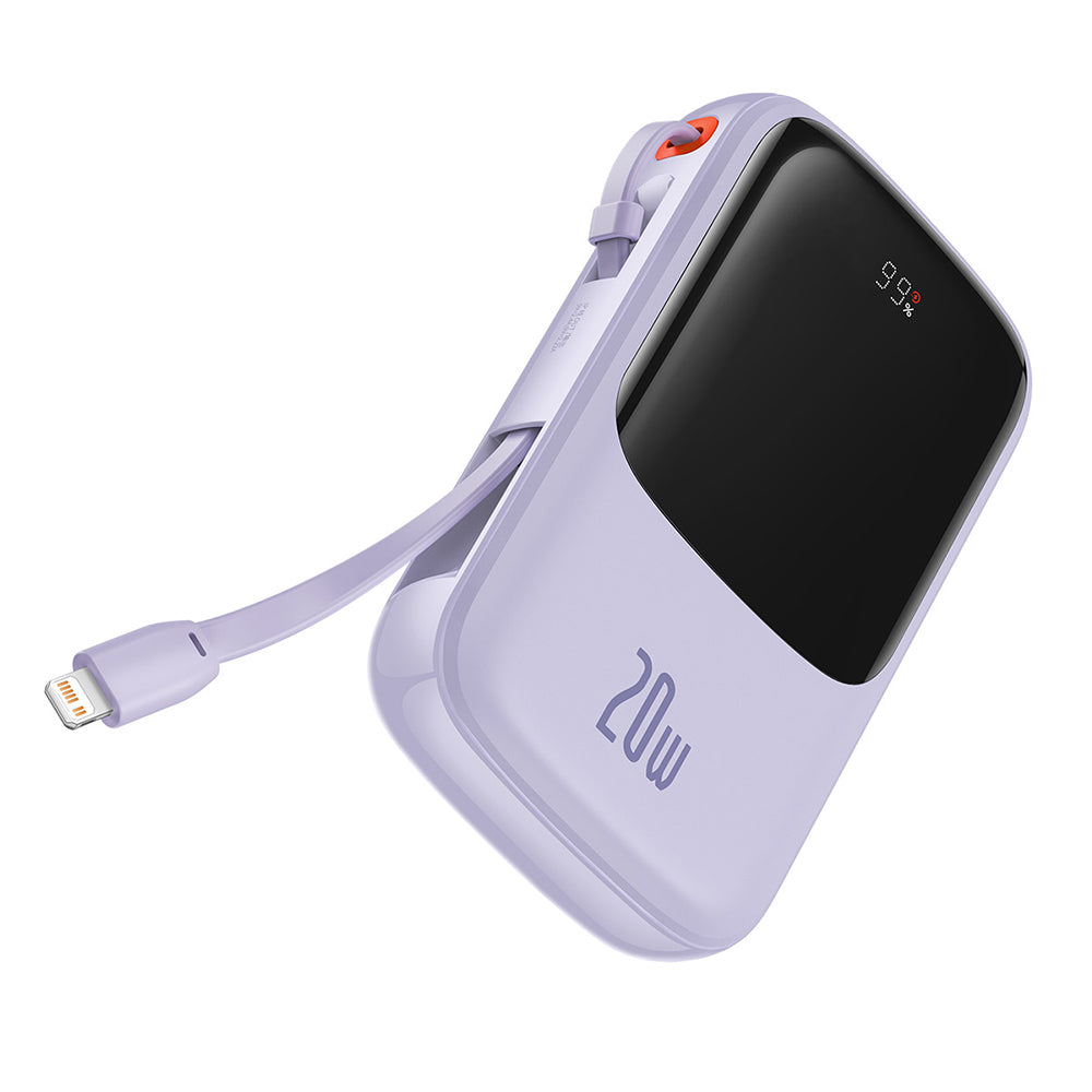 Baseus - Power Bank Qpow Pro (PPQD030005) - Lightning, Type-C, USB, 20000mAh, 20W, with Cable USB-C, Lightning, 3A - Purple