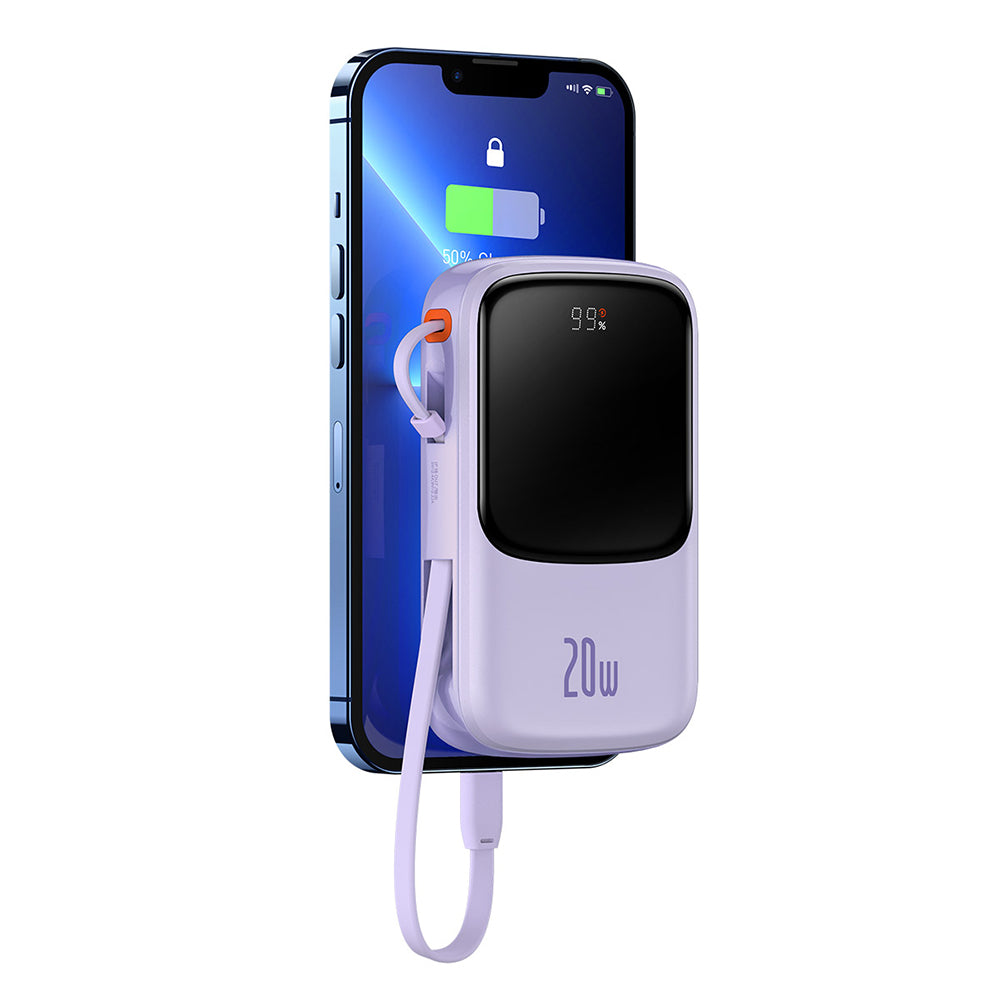 Baseus - Power Bank Qpow Pro (PPQD030005) - Lightning, Type-C, USB, 20000mAh, 20W, with Cable USB-C, Lightning, 3A - Purple
