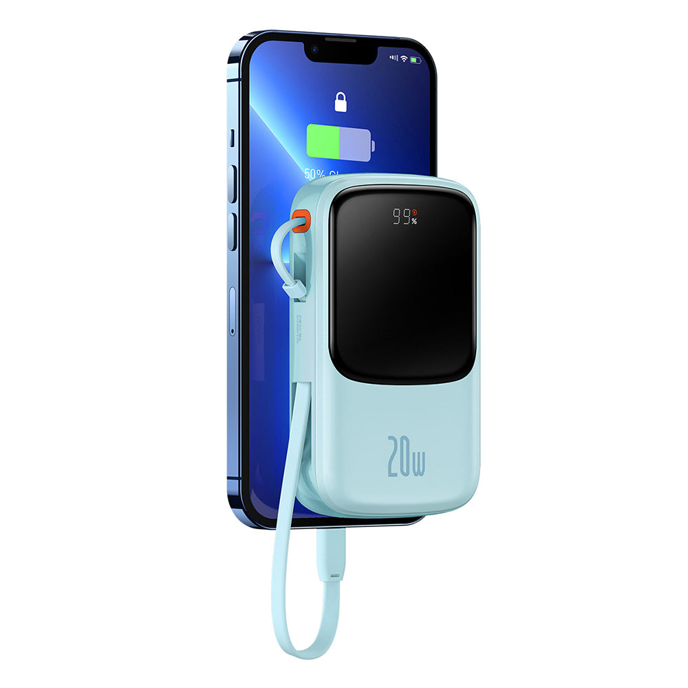 Baseus - Power Bank Qpow Pro (PPQD030003) - Lightning, Type-C, USB, 20000mAh, 20W, with Cable USB-C, Lightning, 3A - Blue