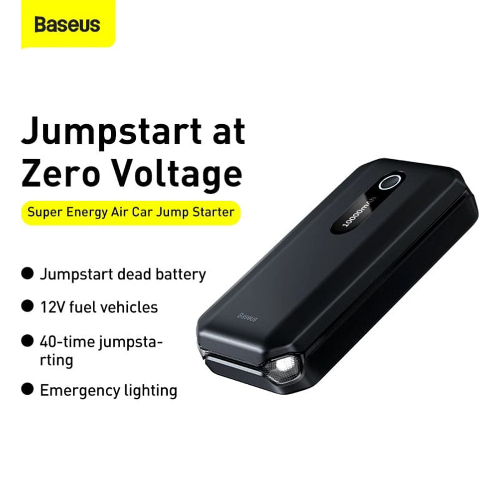 Baseus - Car Jump Starter Super Energy Air (C00245501113-00) - with Power Bank, 10000mAh, 1000A, USB, Type-C - Cluster Black