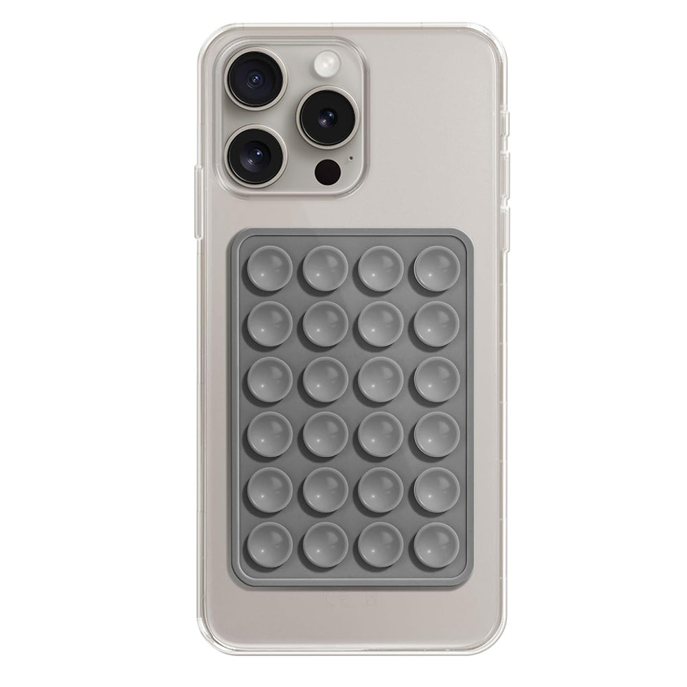 Techsuit - Phone Holder (ST-PAD) - Suction Pad for Selfies, Silicone, Adhesive Mount, Rectangular Shape - Gray