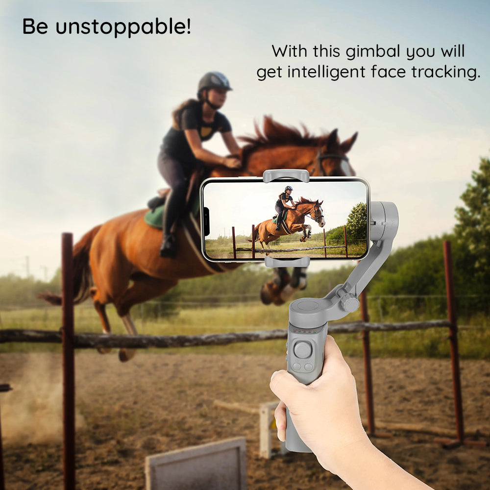 Techsuit - Phone Gimbal (F5) - with Face Tracking, Inception mode, Beauty Function, Time-Lapse, Foldable, 2200mAh - Gray