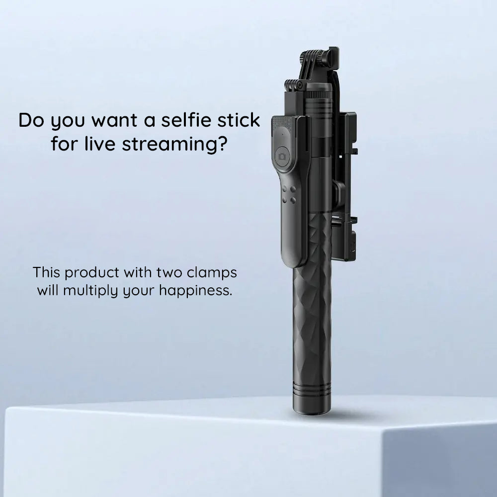 Techsuit - Selfie Stick (K28) - Compact Tripod Mount with Bluetooth Remote Control, 360, Foldable, 175cm - Black