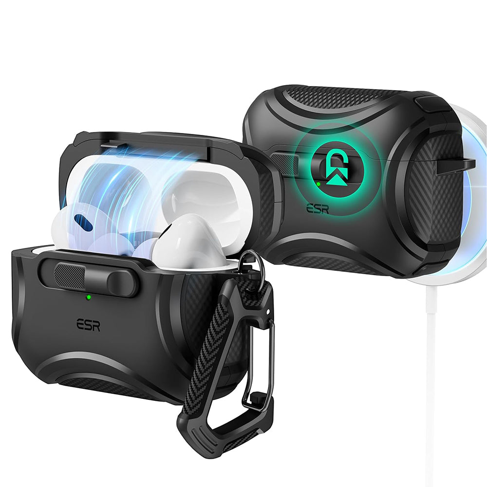 ESR - Cyber Magnetic Lock Case HaloLock - Apple AirPods Pro 1 / 2 - Black