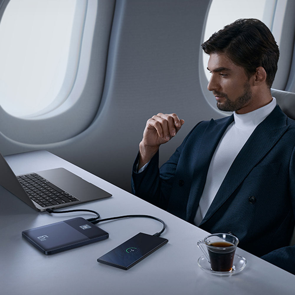 Baseus - Power Bank Blade (P10063801S13-00) - 2x Type-C, 65W, 12000mAh, Digital Display, with Cable USB-C - Silver