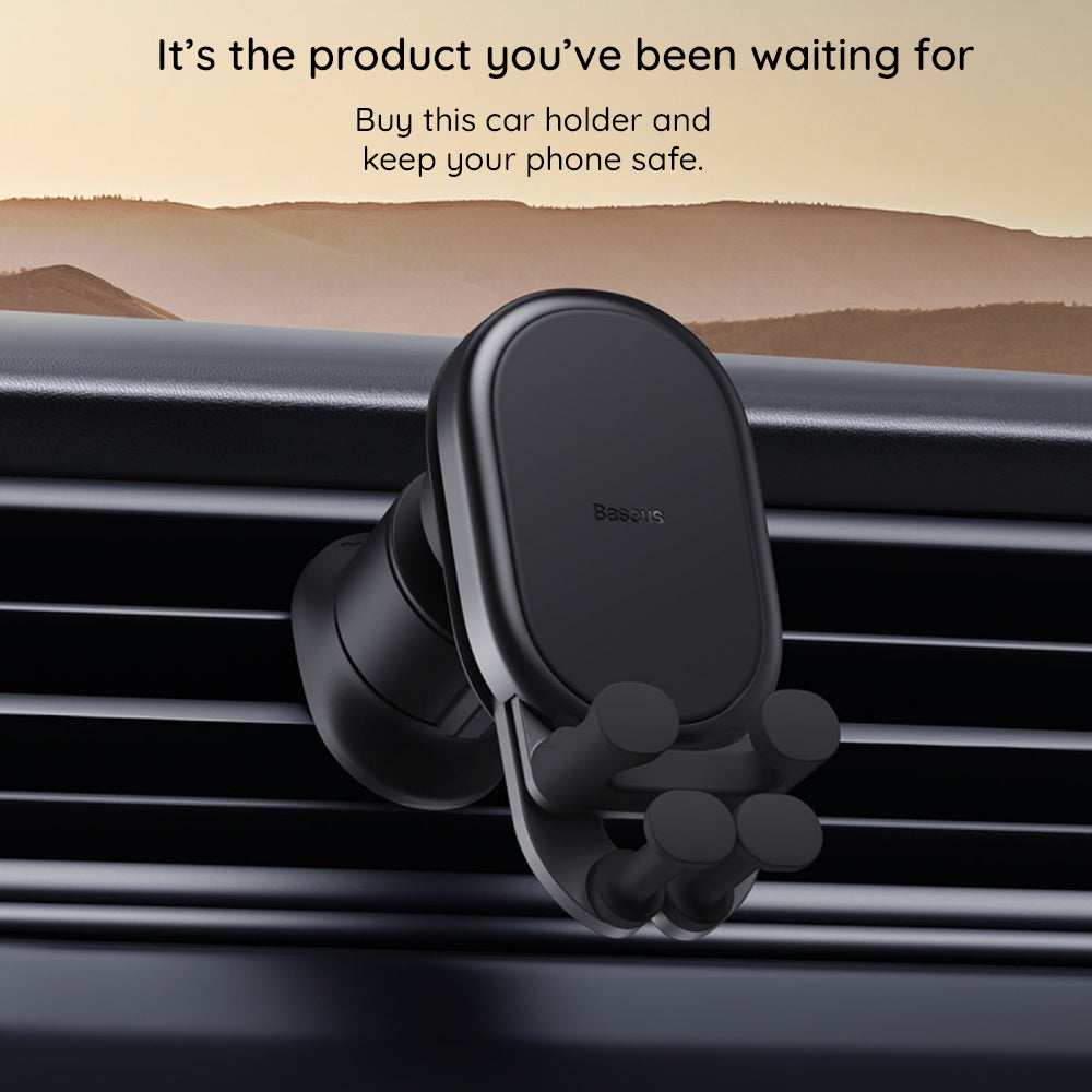 Baseus - Car Holder Pro (SUWX030001) - Stable Gravitational, Wireless Charging, for Air Vent, 15W - Black