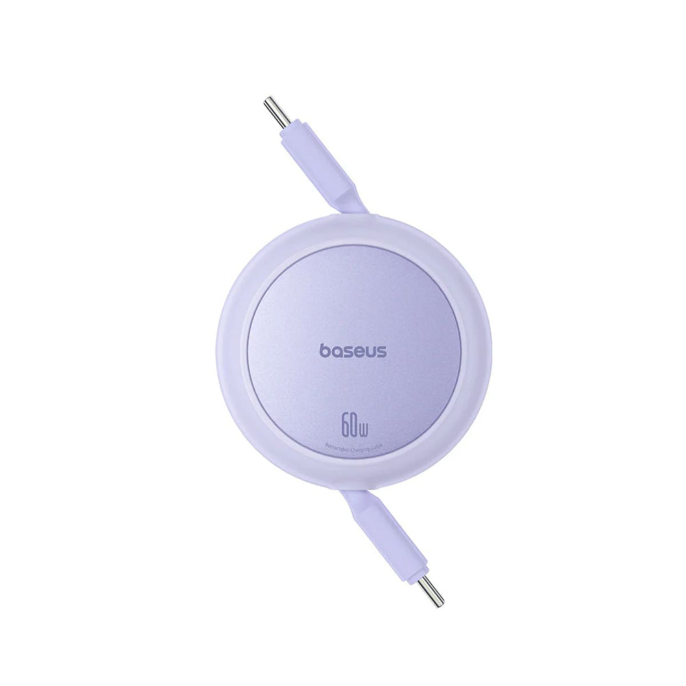 Baseus - Data Cable Free2Pull Mini (P10364500511-01) - Type-C to Type-C, 60W, 1m, Retractable - Nebula Purple