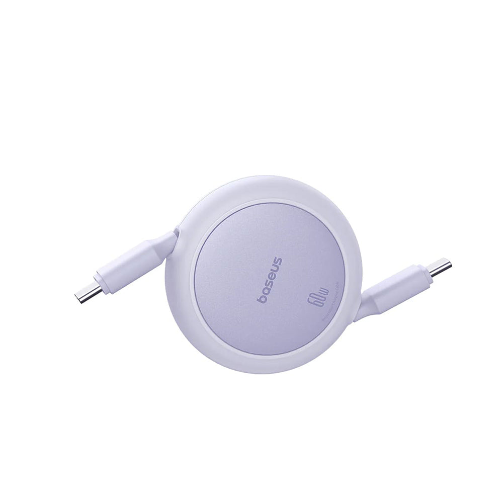 Baseus - Data Cable Free2Pull Mini (P10364500511-01) - Type-C to Type-C, 60W, 1m, Retractable - Nebula Purple
