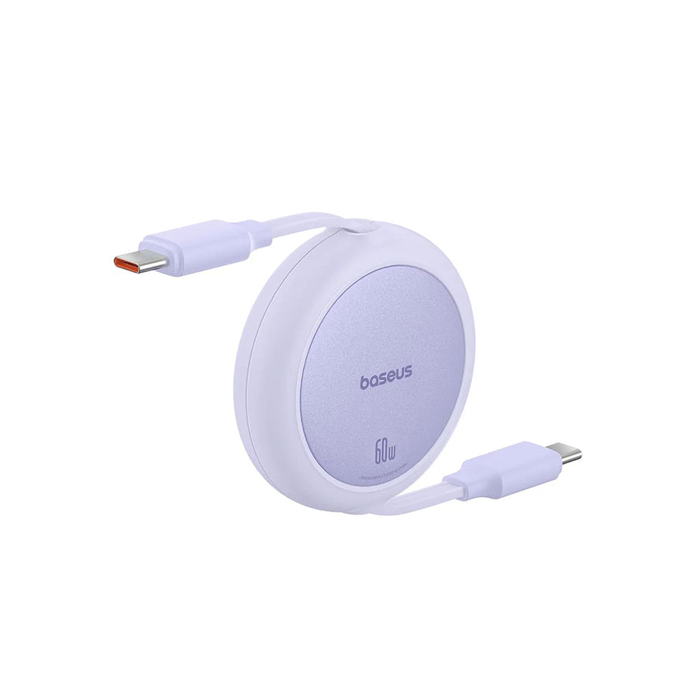 Baseus - Data Cable Free2Pull Mini (P10364500511-01) - Type-C to Type-C, 60W, 1m, Retractable - Nebula Purple