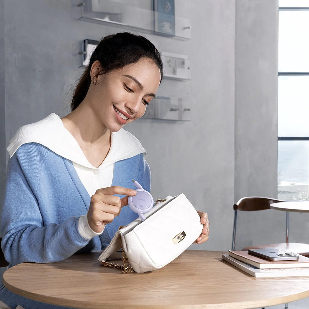 Baseus - Data Cable Free2Pull Mini (P10364500311-01) - Type-C to Type-C, 60W, 1m, Retractable - Galaxy Blue