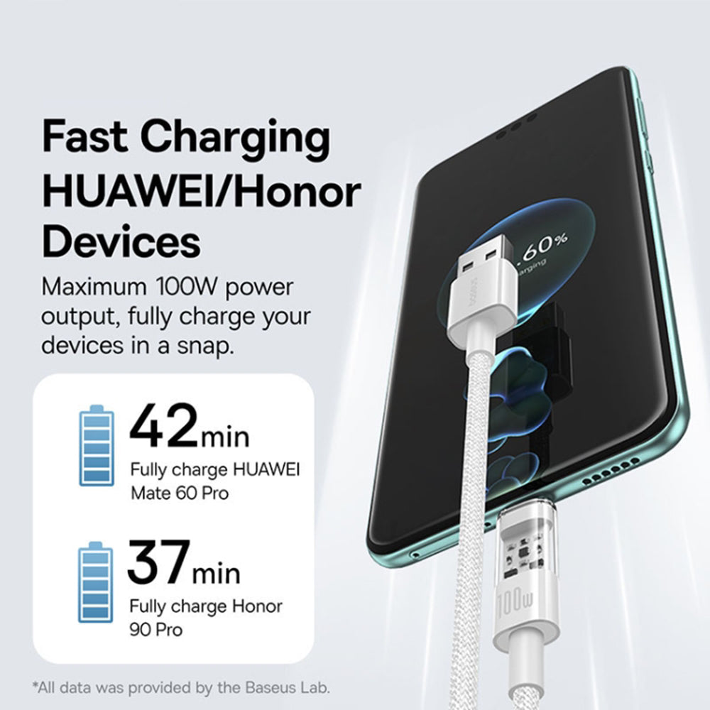 Baseus - Data Cable Gem (P10373002211-00) - USB to Type-C, Super Fast Charging 100W, 1m - Moon White