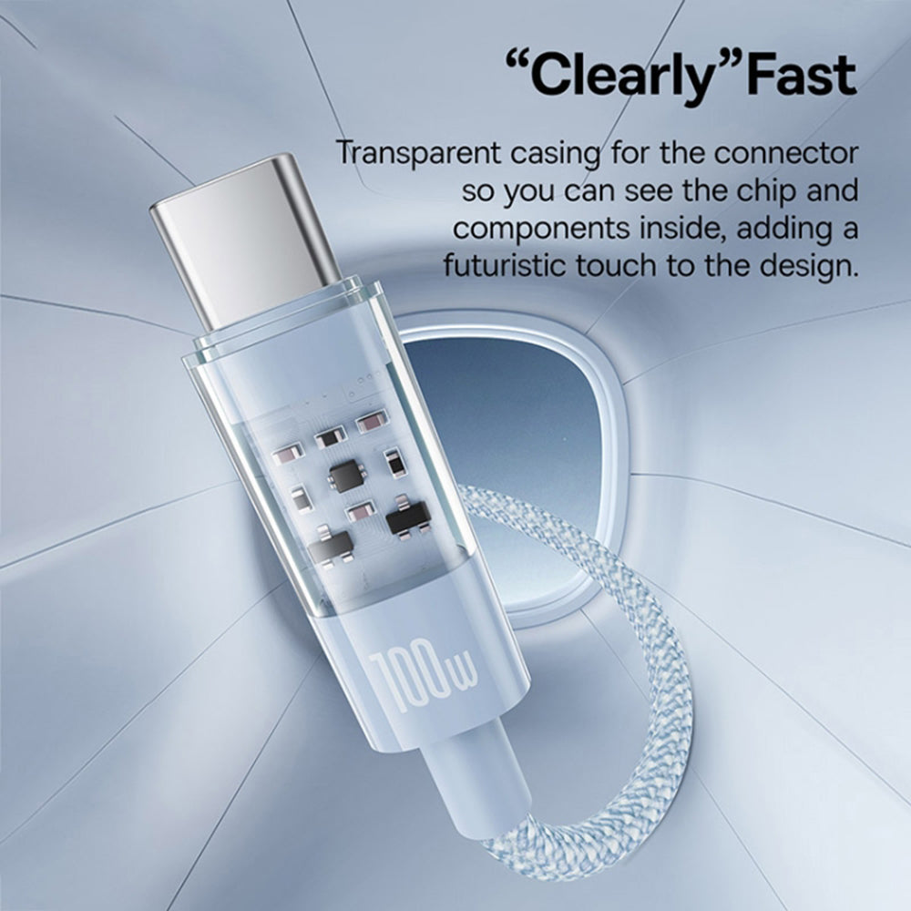 Baseus - Data Cable Gem (P10373000311-01) - Type-C to Type-C, Super Fast Charging 100W, 2m - Galaxy Blue