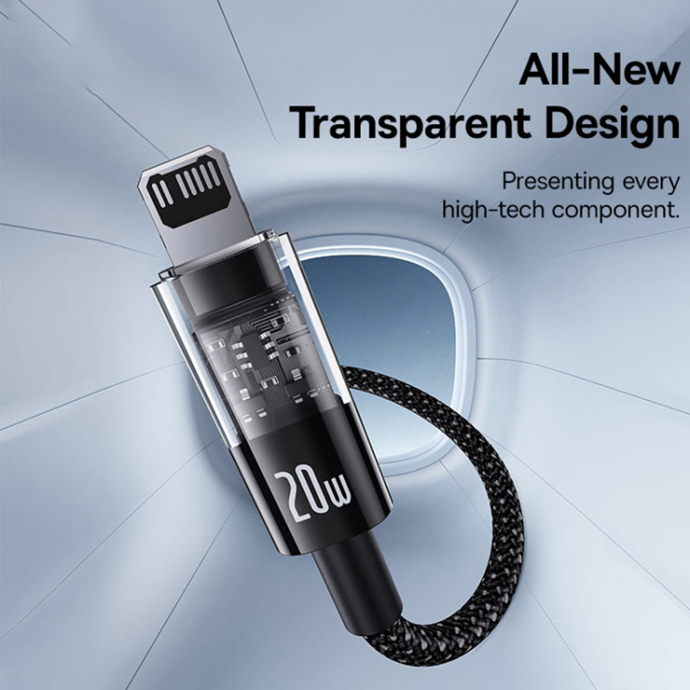 Baseus - Data Cable Gem (P10373001111-00) - USB-C to Lightning, Fast Charging 20W, 1m - Cluster Black