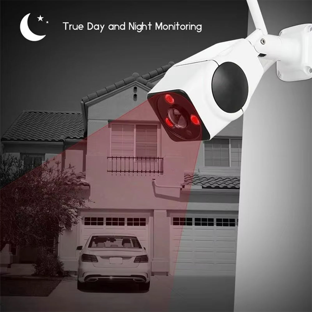 Techsuit - Outdoor Wi-Fi Camera (K5) - 3MP, Nigh Vision, 360° Fisheye Lens, Waterproof, V380 PRO App - White