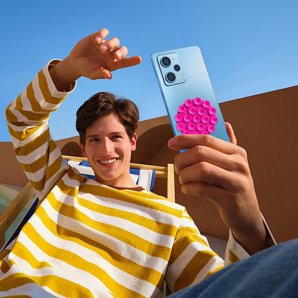 Techsuit - Phone Holder (SY-CUP) - Suction Pad for Selfies, Silicone, Adhesive Mount, Round Shape - Yellow