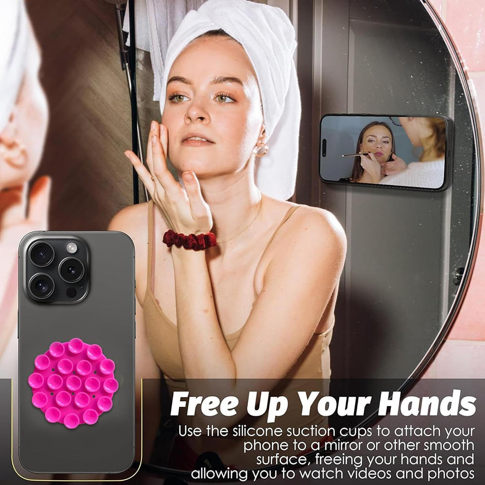 Techsuit - Phone Holder (SW-CUP) - Suction Pad for Selfies, Silicone, Adhesive Mount, Round Shape - White