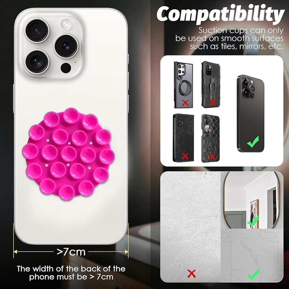 Techsuit - Phone Holder (SG-CUP) - Suction Pad for Selfies, Silicone, Adhesive Mount, Round Shape - Green