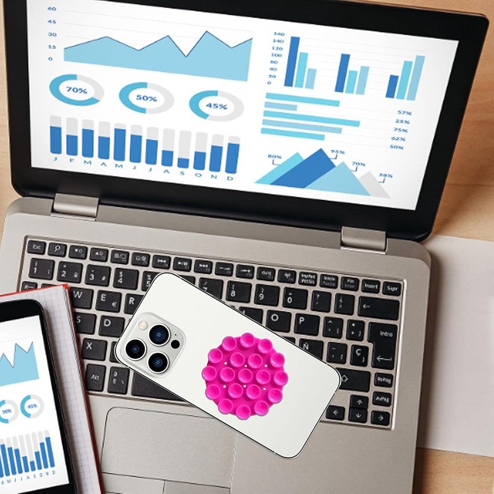 Techsuit - Phone Holder (SP-CUP) - Suction Pad for Selfies, Silicone, Adhesive Mount, Round Shape - Pink