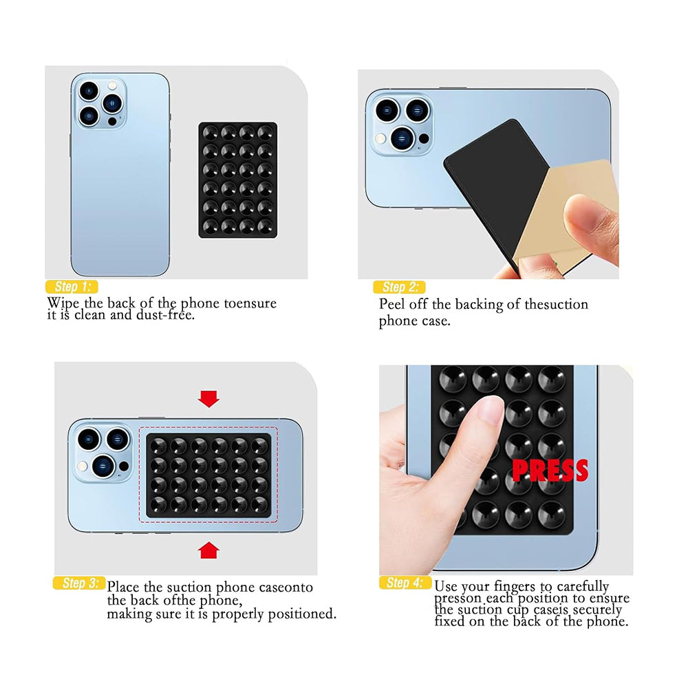 Techsuit - Phone Holder (SE-PAD) - Suction Pad for Selfies, Silicone, Adhesive Mount, Rectangular Shape - Bleu