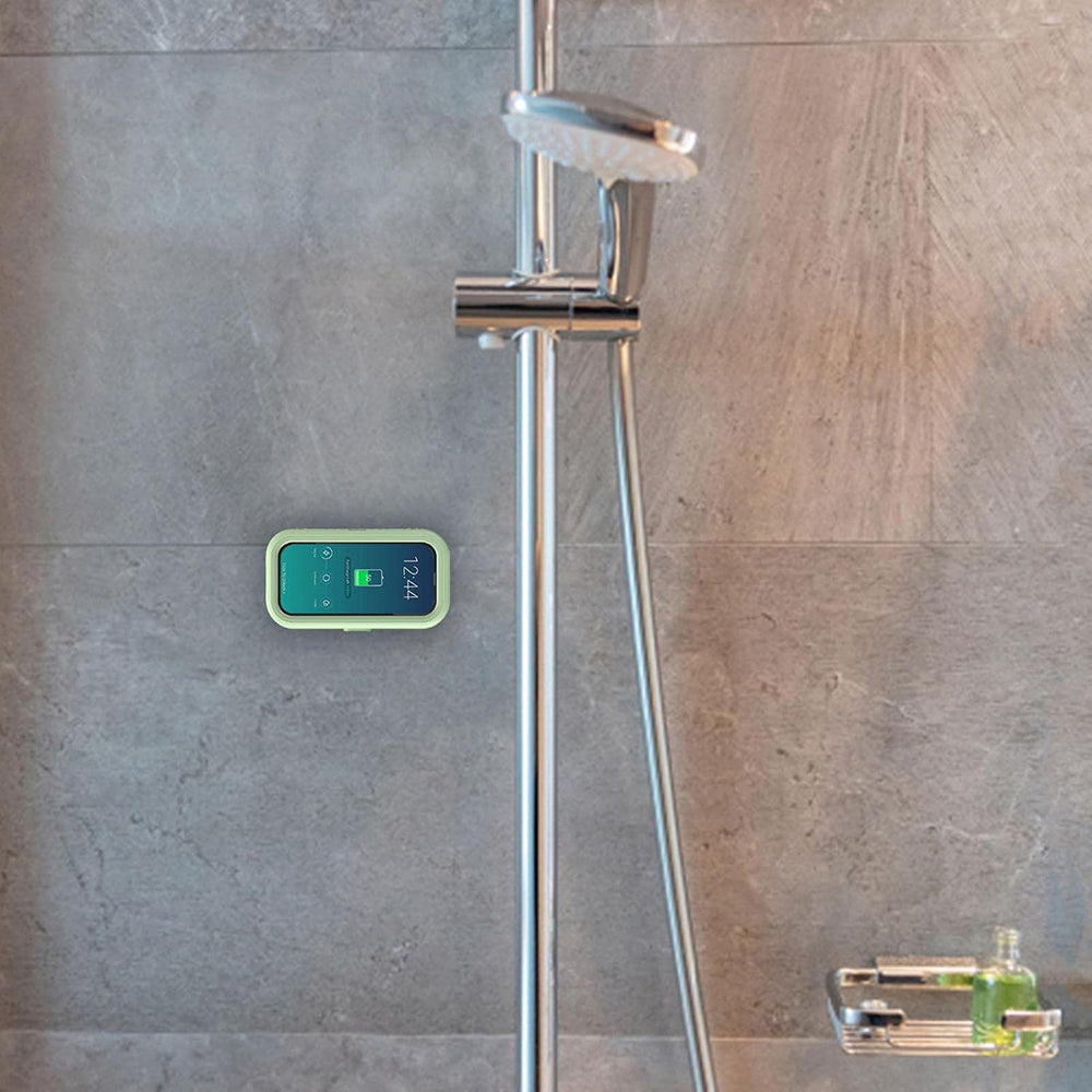 Techsuit - Phone Holder (LC-999) - Wall Box Case, Anti-Fog, Retractable, Adjustable, Waterproof, for 4-7inch Phones - Green