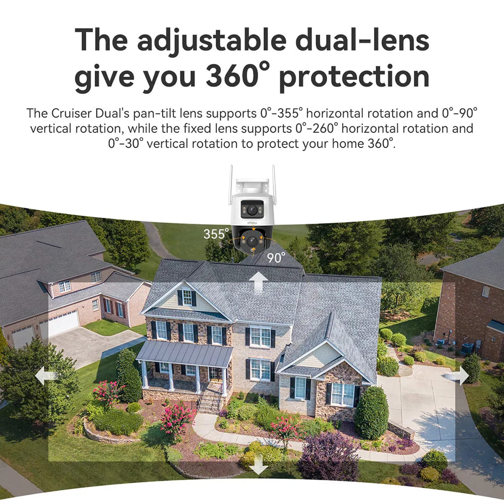 Imou - Outdoor Camera Cruiser Dual (IPC-S7XP-8M0WED-0360B) - 8MP, Two-way Talk, Human Detection, Night Vision, IP66 - White