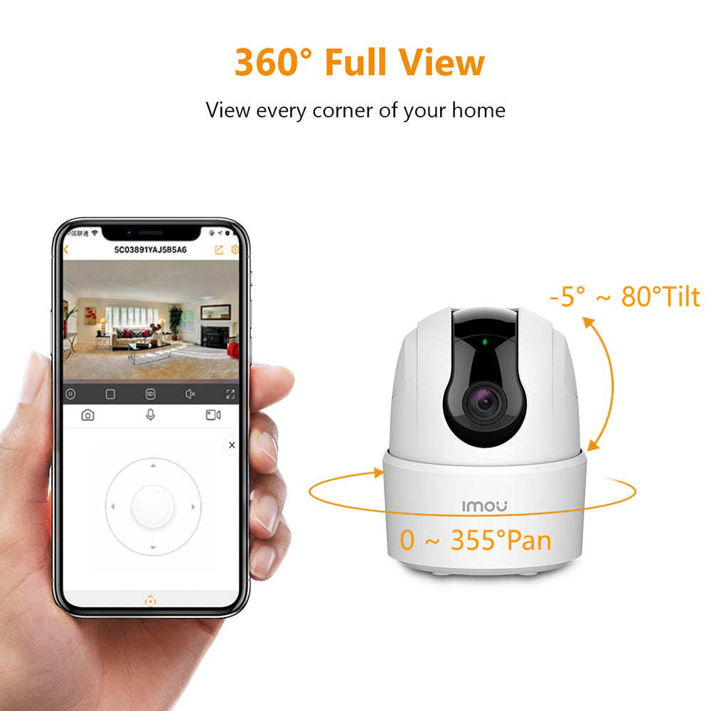Imou - Indoor Wi-Fi Camera Ranger 2C (IPC-K2ECP-5H2W) - 5MP, Two-way Audio, Human Detection, Sound Alarm - White
