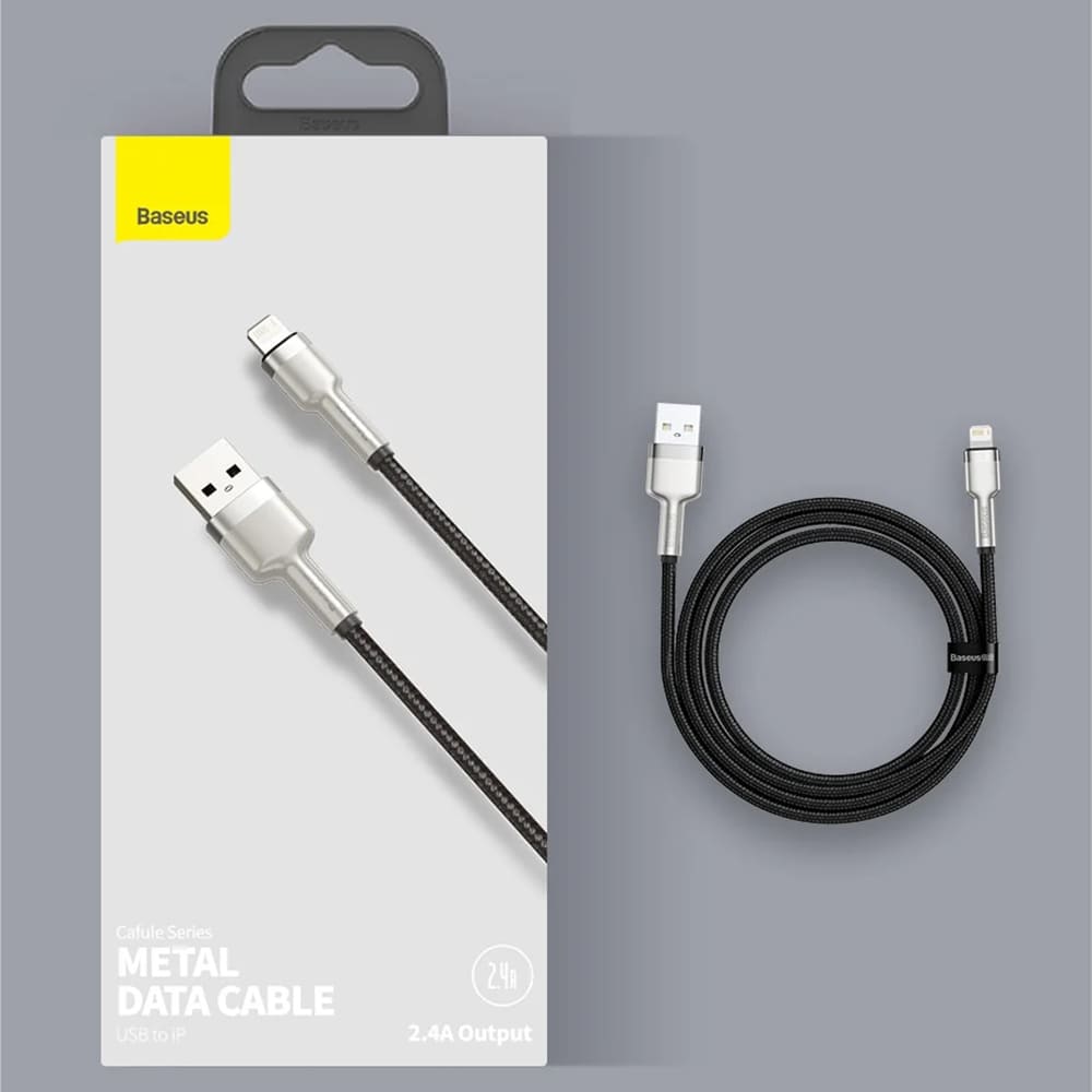 Baseus - Data Cable Cafule Series Metal (CALJK-B01) - USB to Lightning 2.4A, 2m - Black