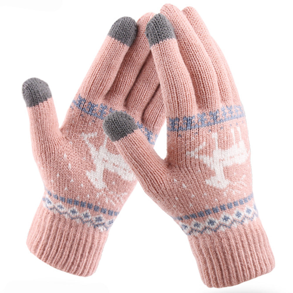 Techsuit - Touchscreen Gloves Raindeer (ST0002) - Wool - Pink