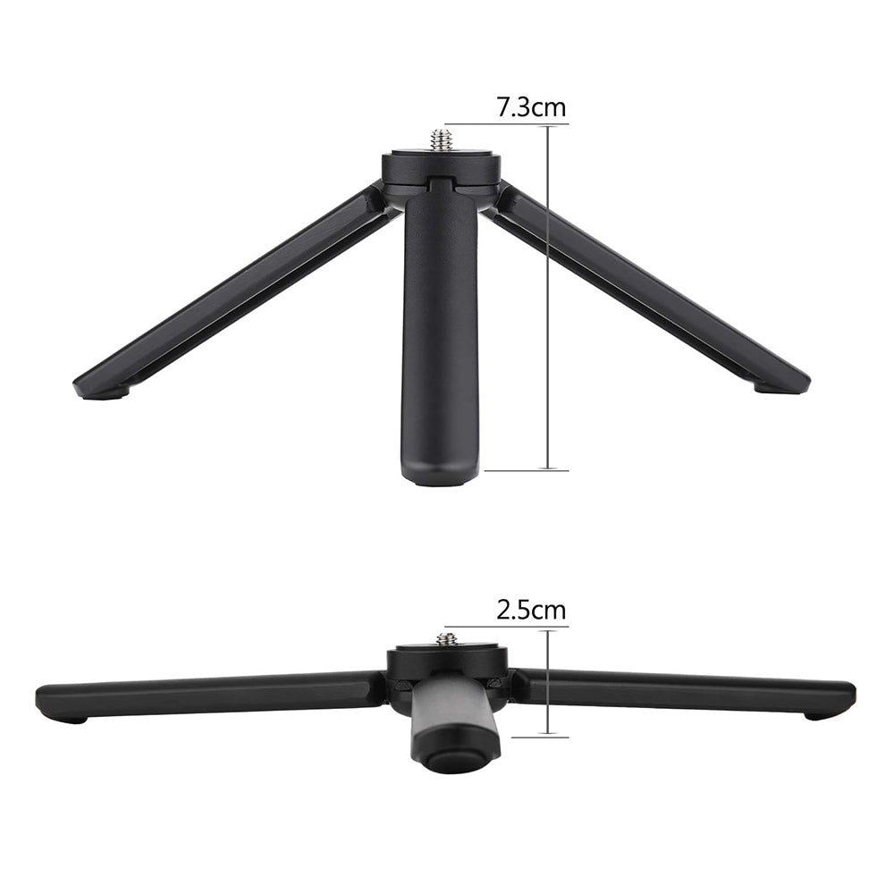 Techsuit - Mini Tripod (TPD3) - Adjustable, with 1/4 Inch Screw Key for ILDC, DSLR Camera - Black