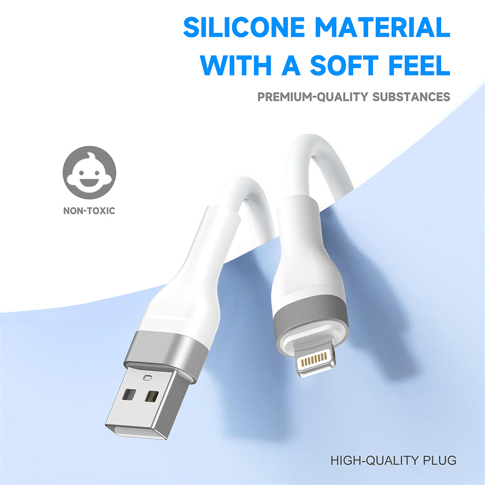 Lito - Data Cable (LD02L) - USB to Lightning, Fast Charging, 2.4A, Tangle-free, Soft Silicone, 1.2m - White