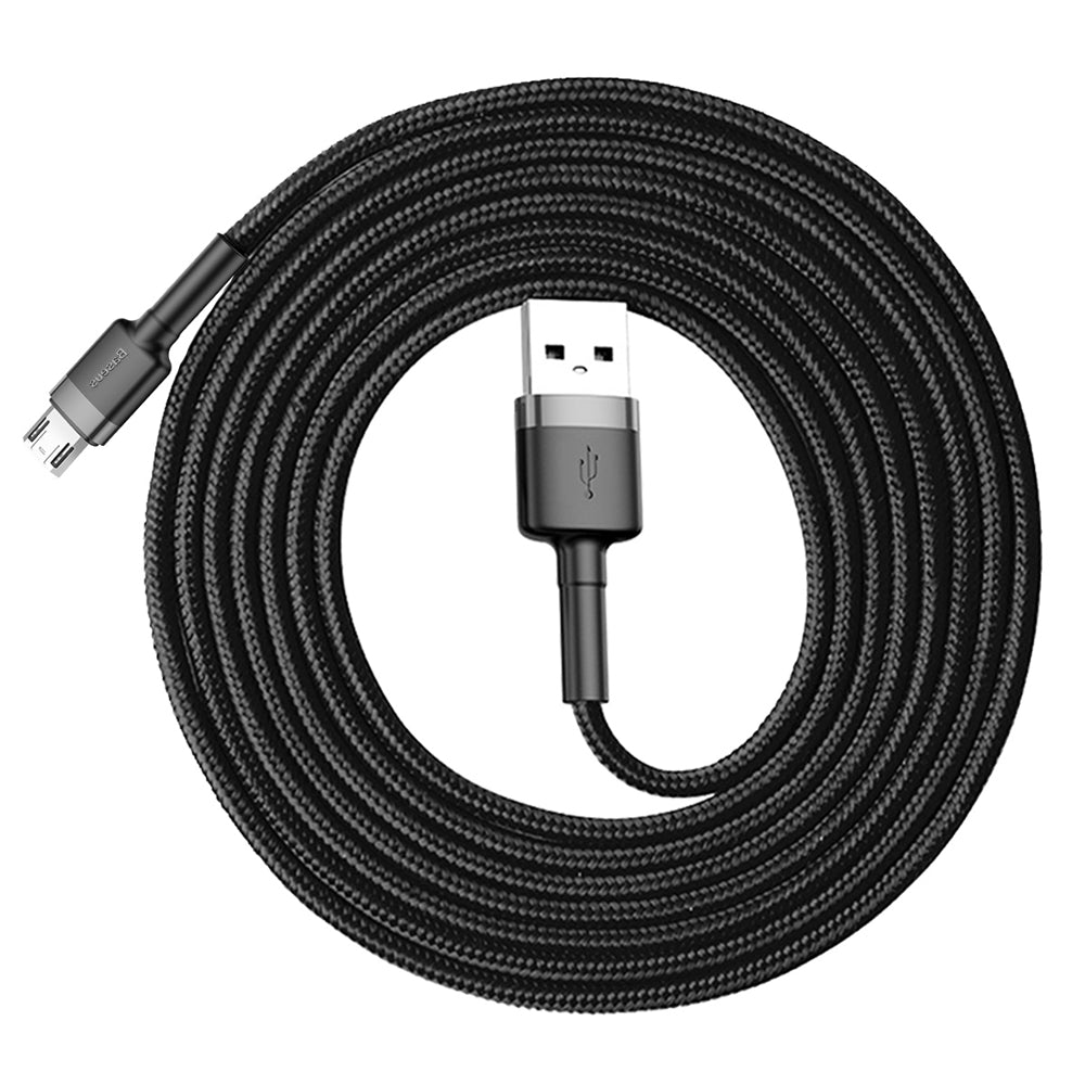 Baseus - Data Cable Cafule (CAMKLF-CG1) - USB to Micro-USB, 1.5A, 480Mbps, 2m, Bend-Resistant - Gray / Black