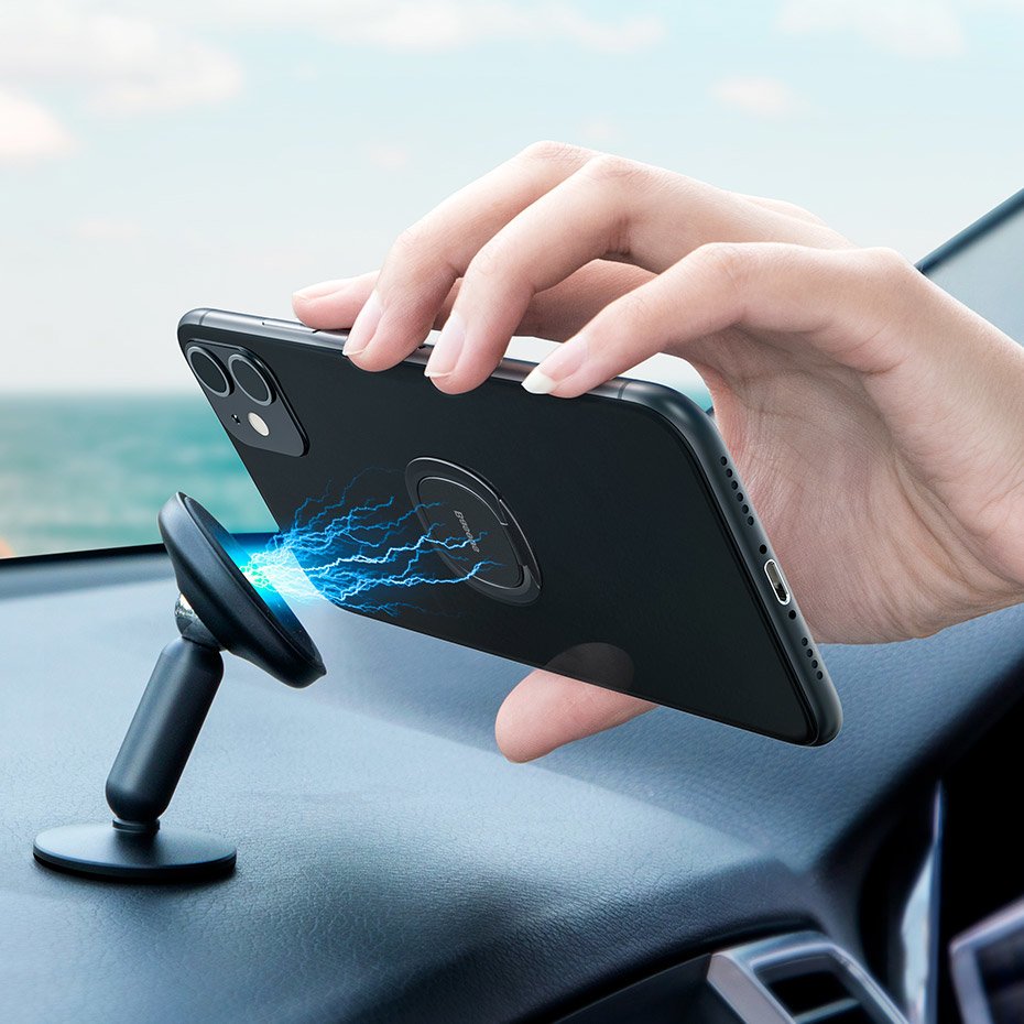 Baseus - Phone Ring Invizible (SUYB-0S) - Standing and Folding Feature, 360° Rotating, Ultra-Thin, 3M Adhesive - Silver