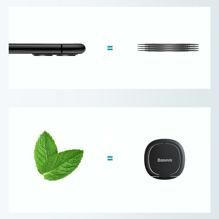 Baseus - Phone Ring Invizible (SUYB-0S) - Standing and Folding Feature, 360° Rotating, Ultra-Thin, 3M Adhesive - Silver