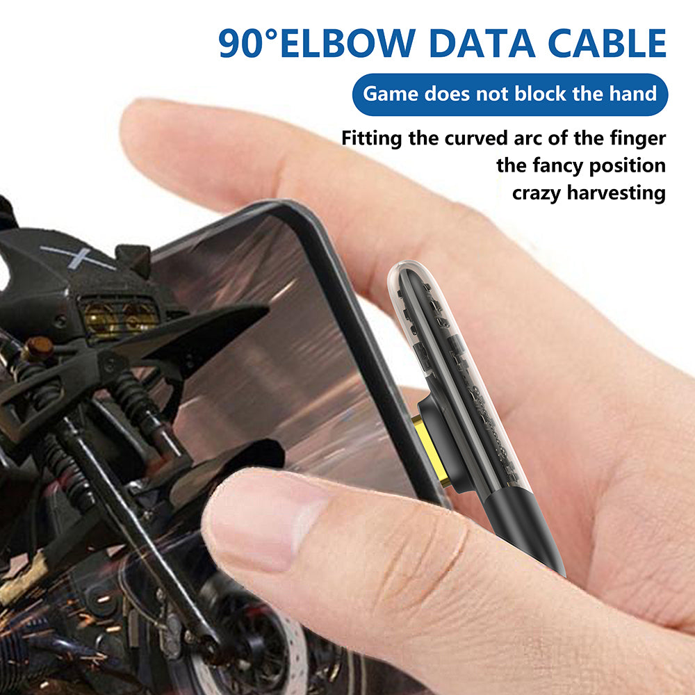 Lito - Data Cable (LD11C) - USB to Type-Cn Fast Charging, Angled Design, Gold Plated Interface, 2.4A, 1m - Black