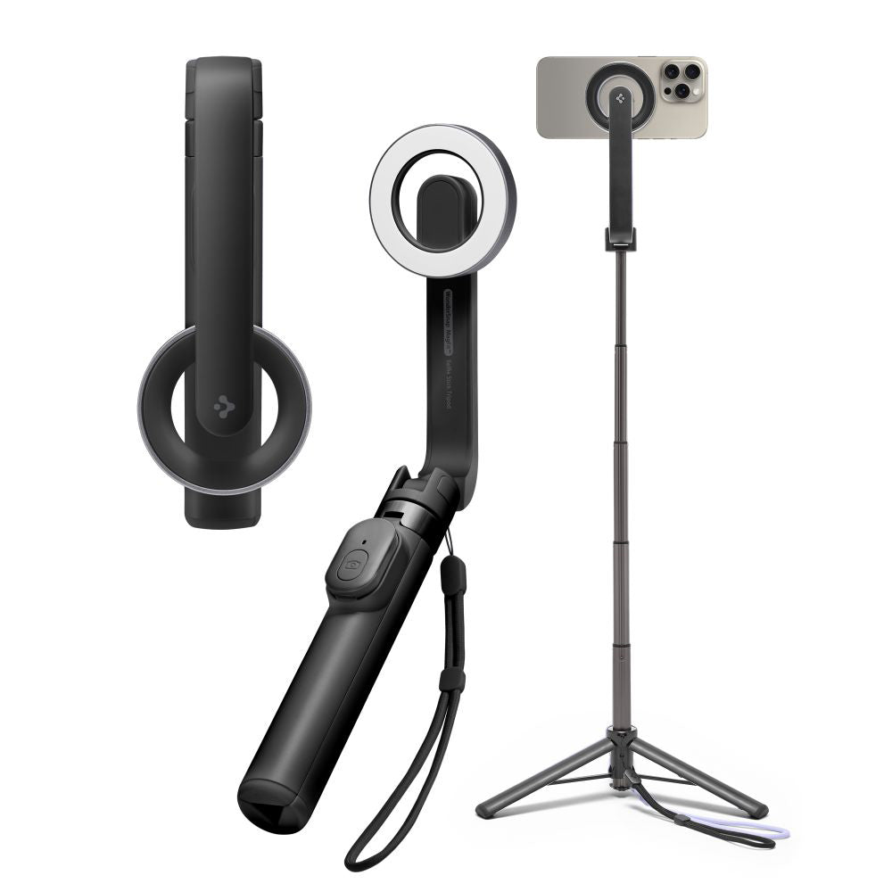 Spigen - Selfie Stick (S571W) - MagSafe Compatible, with Tripod, Stable, Bluetooth, for iOS and Android - Black