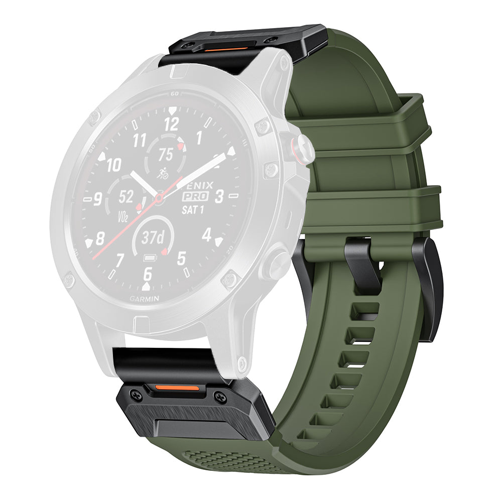 Techsuit - Watchband QuickFit 22mm (W068) - Garmin Fenix 5/5 Plus 6/6 Pro/7/Forerunner 945/970/Approach S60 - Green / Black