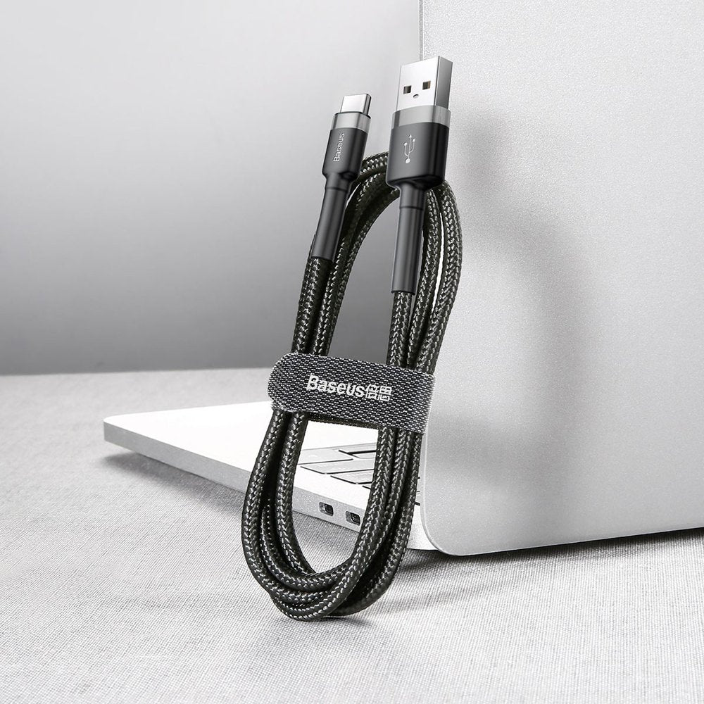 Baseus - Data Cable Cafule (CATKLF-UG1) - USB to Type-C, 2A, 3m - Gray Black
