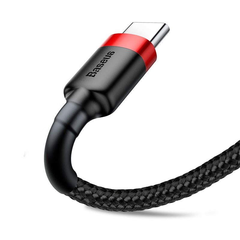 Baseus - Data Cable Cafule (CATKLF-U91) - USB to Type-C, 480Mbps, 2A, 3m, QC 3.0, Bend-Resistant - Red / Black