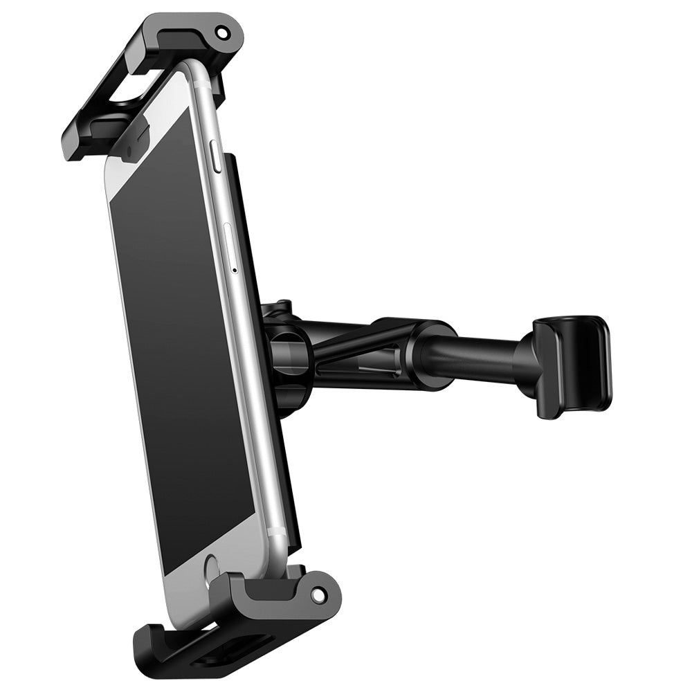 Baseus - Car Holder (SUHZ-01) - for Phone/Tablet, 360° Adjustable, Clamps Grip 4.7 - 12.9", for Headrest - Black