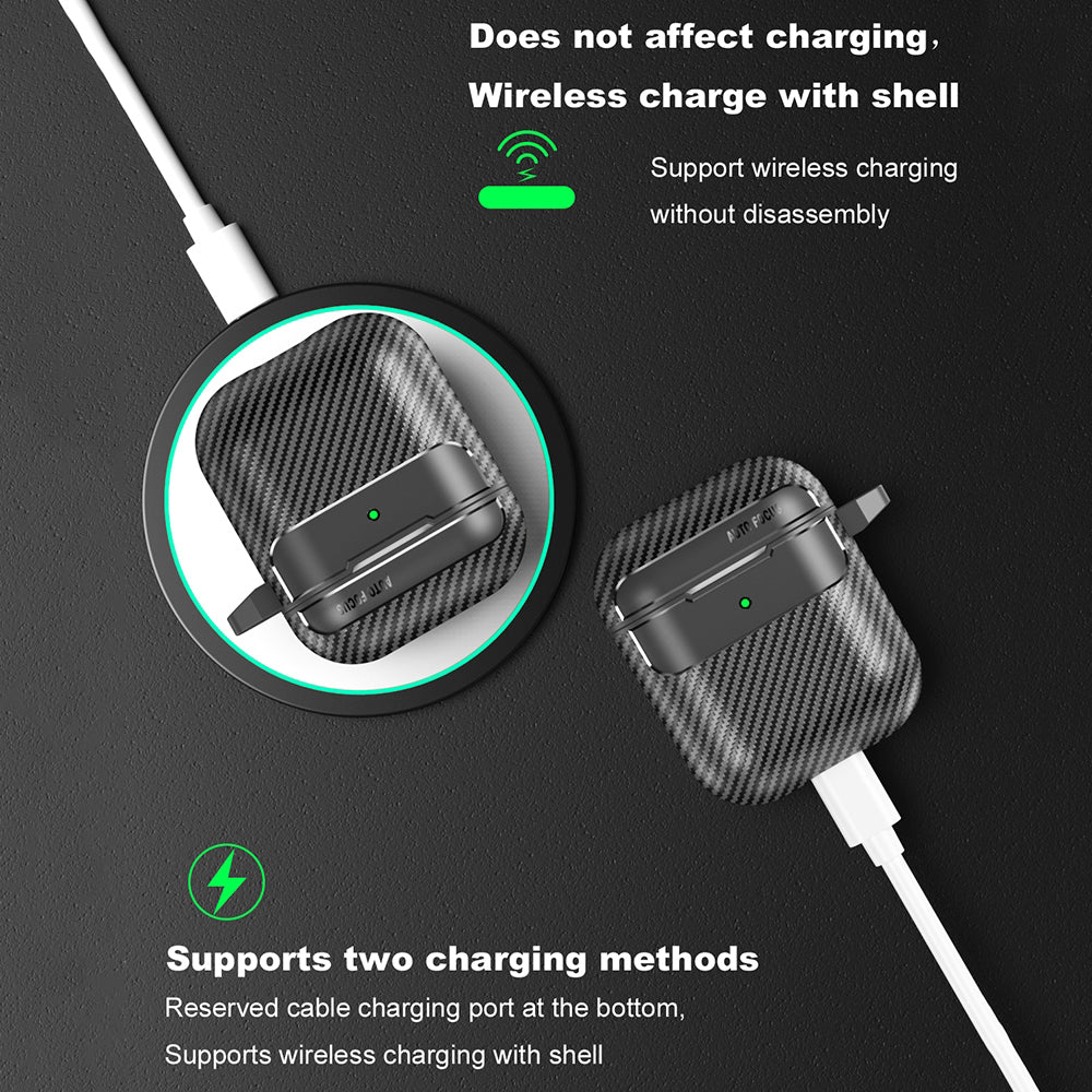 Techsuit - CarbonFiber - for AirPods 1 / 2 - Black