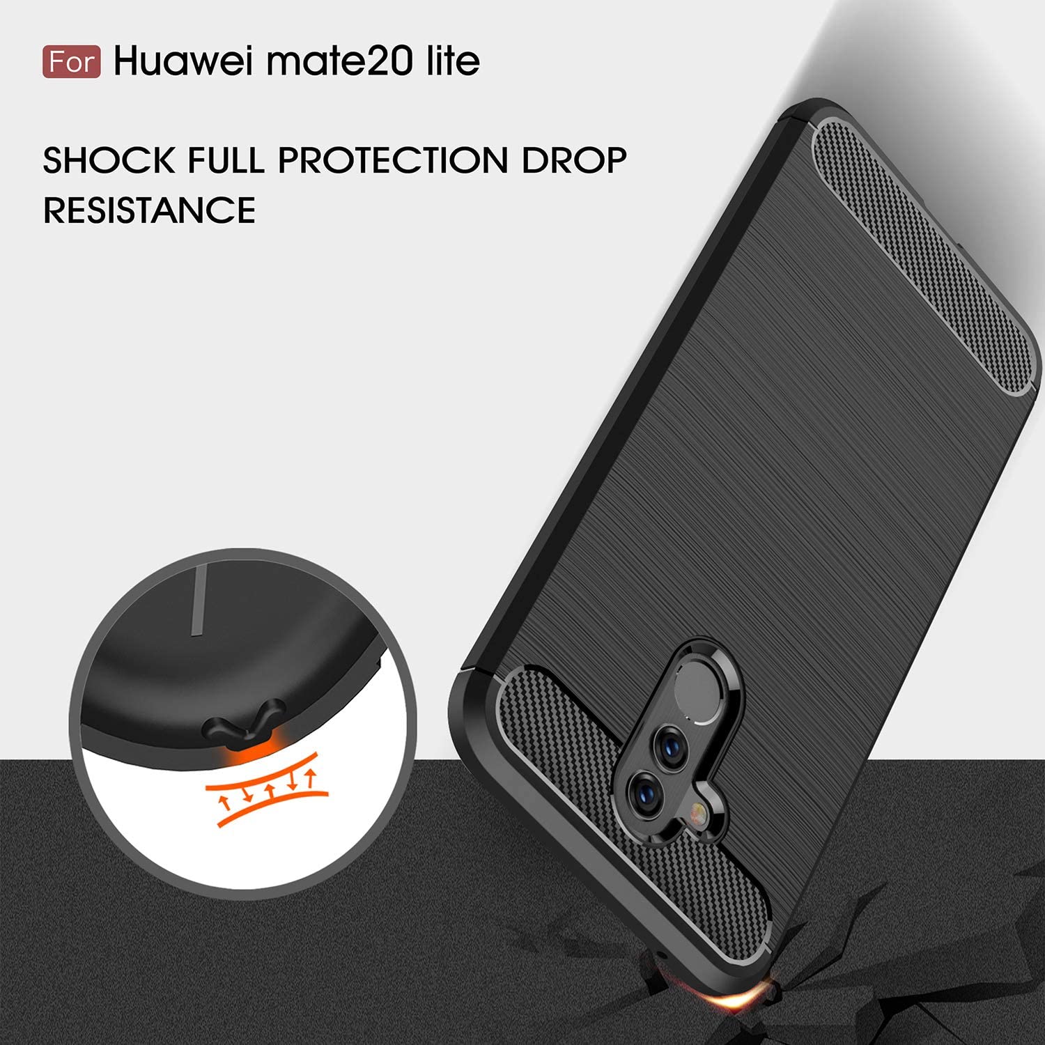 Techsuit - Carbon Silicone - Huawei Mate 20 lite - Black