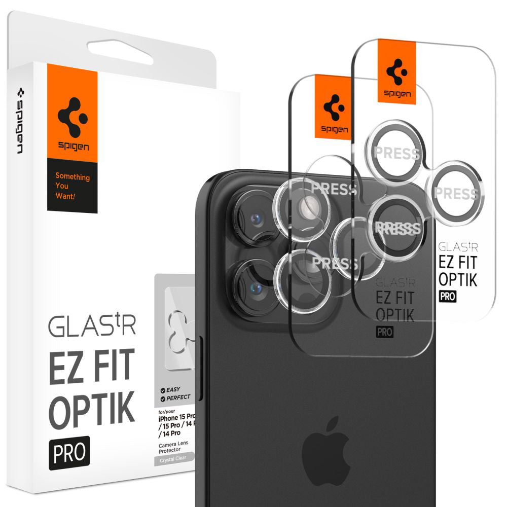 Spigen -Optik.tR EZ Fit Pro Camera Glass (2 pack)- iPhone 14 Pro/Pro Max/15 Pro/Pro Max/16 Pro/Pro Max/17 Pro/Pro Max - Clear