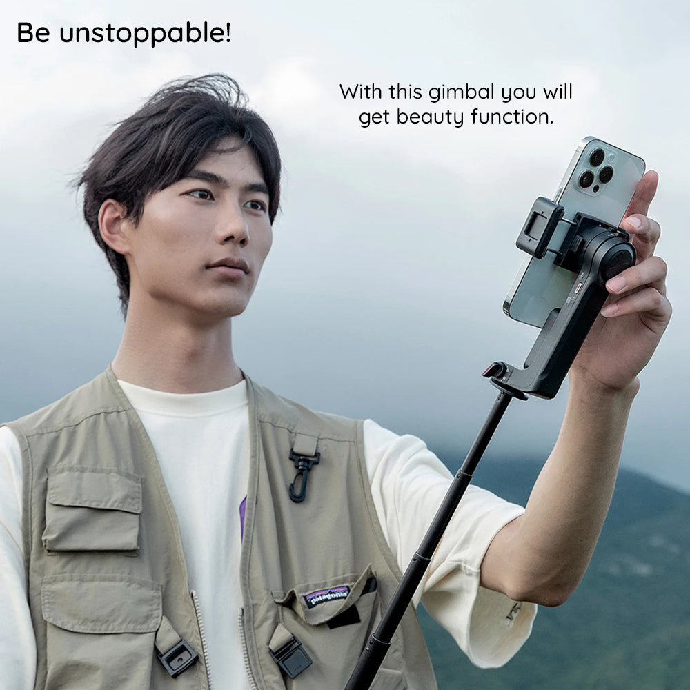 Techsuit - Phone Gimbal (L7C Pro) - with Bluetooth, Inception Mode, Beauty Function, Tripod, 2000mAh - Gray