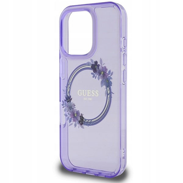 Guess Magsafe “Flower Wreath” Hard Case Θήκη προστασίας από σκληρό πλαστικό – iPhone 16 Pro (Μωβ – GUHMP16LHFWFCU)