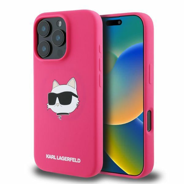 Karl Lagerfeld Magsafe Silicone Case "Choupette's Head" Θήκη προστασίας από σιλικόνη – iPhone 16 Pro Max (Fuchsia – KLHMP16XSCHPPLF)