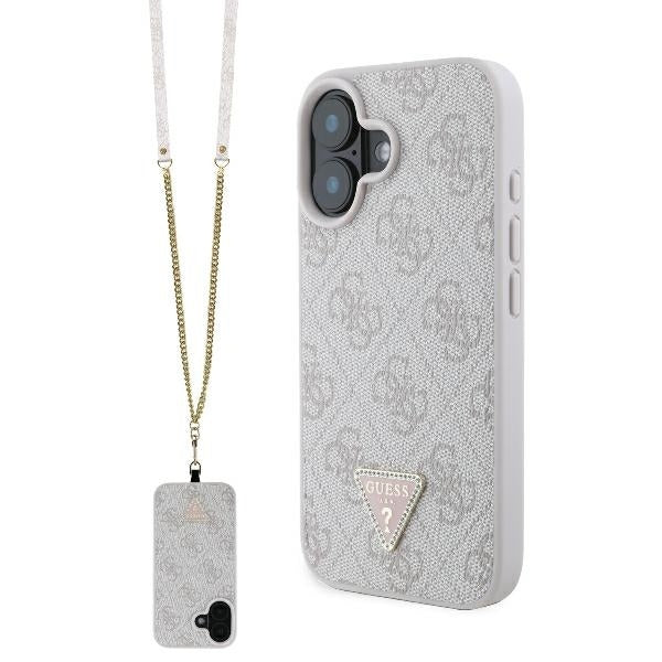 Guess - Leather Metal Logo Strass Crossbody (GUHCP16SP4TDSCPP) - iPhone 16 - Pink