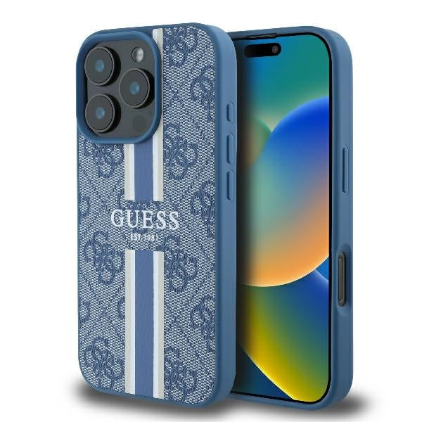 Guess - Hardcase 4G Printed Stripes MagSafe (GUHMP16LP4RPSB) - iPhone 16 Pro - Blue