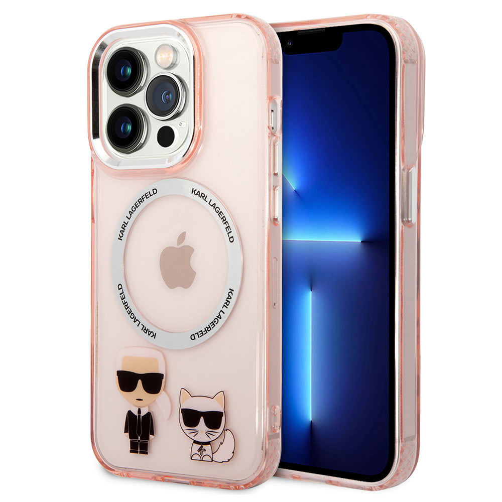 Karl Lagerfeld - Hardcase MagSafe (KLHMP14LHKCP) - iPhone 14 Pro - Pink Karl & Choupette Aluminium